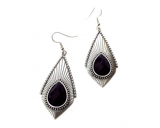 Silver Oxidized Earrings Jhumka Jhumki Jewelry Bollywood Drop Dangle Long EA273